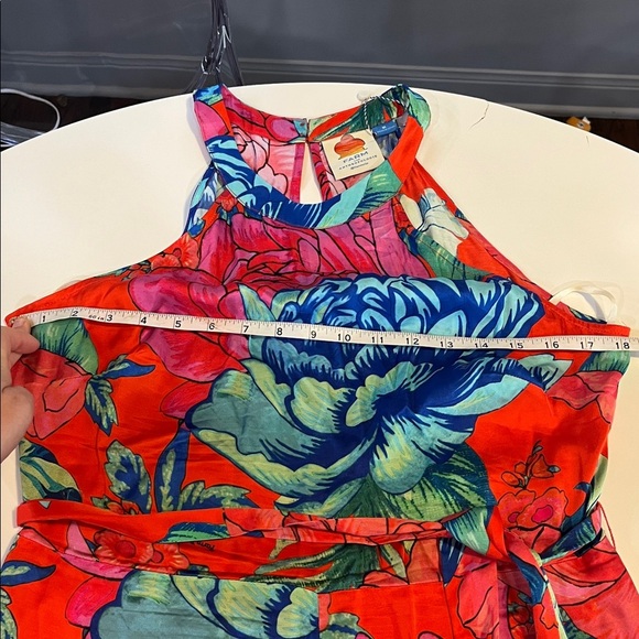 Farm Rio x Anthropology Printed Halter Jumpsuit, Pink Pattern - M - Picture 7 of 9